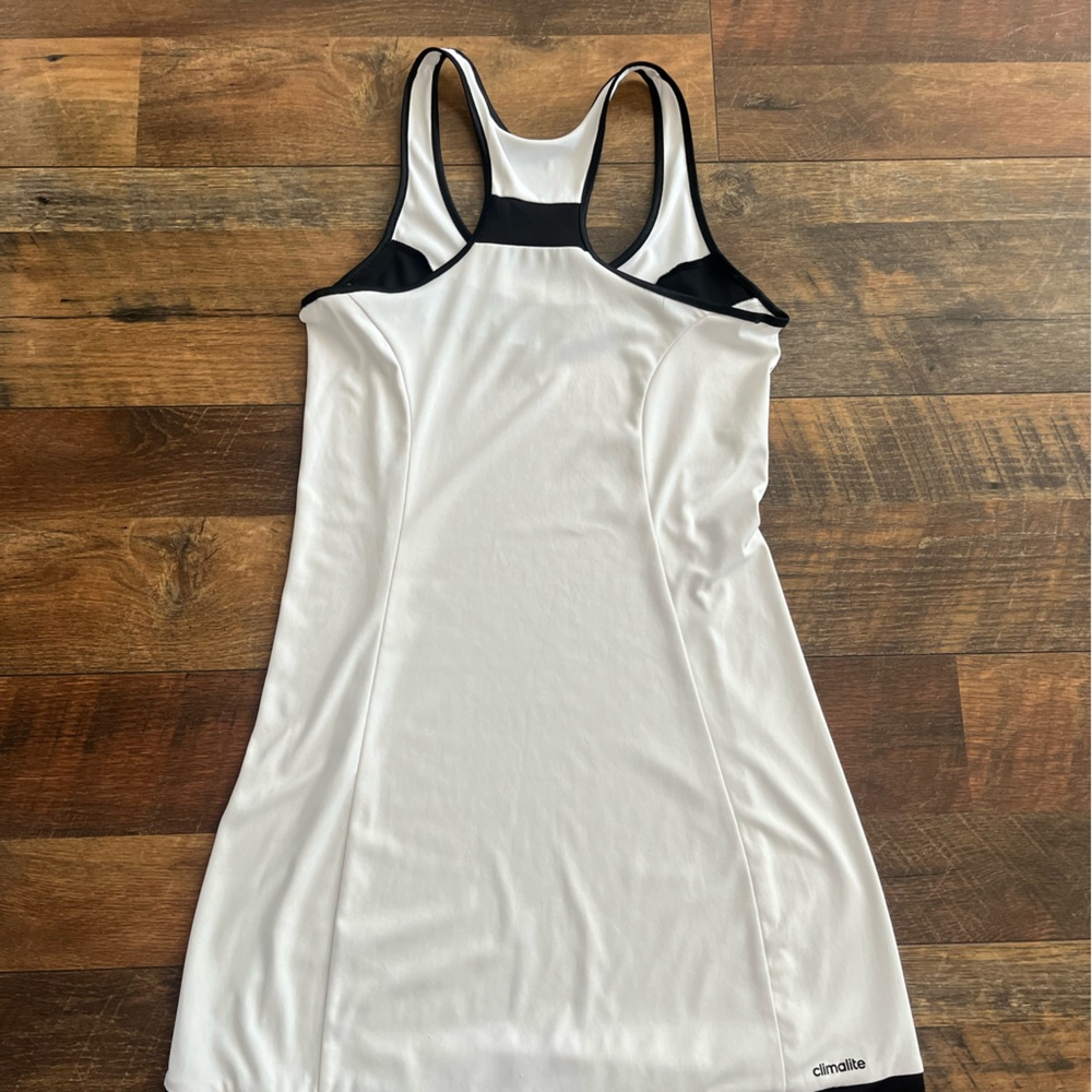 ADIDAS Racerback Tank Tennis Dress White Black Summer Sleeveless Athletic - Picture 9 of 10
